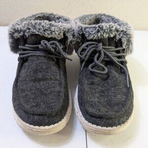 Hey Dude Britt Black Ankle Booties Faux Fur Women's Size 8